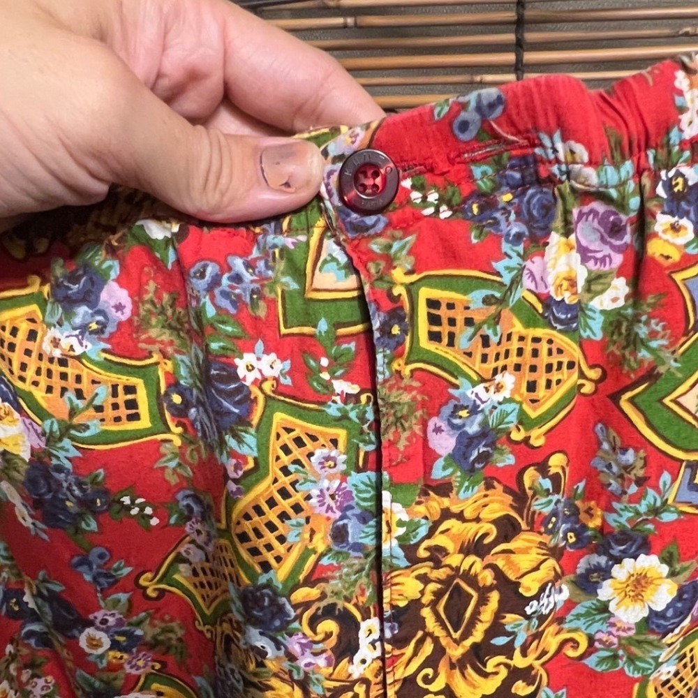 Kenzo Vintage 2 Piece Set Red Floral Mandala Shirt and Pants Outfit - Picture 2 of 12